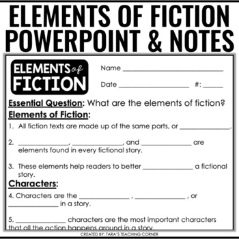 Preview of Elements of Fiction | Editable PowerPoint and Scaffolded Notes