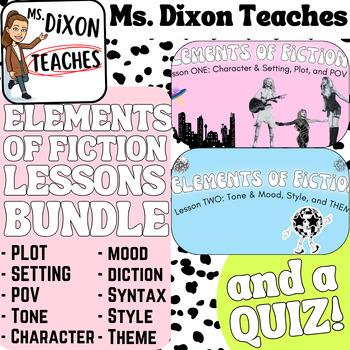Preview of Elements of Fiction LESSONS AND QUIZ! (answer key included)