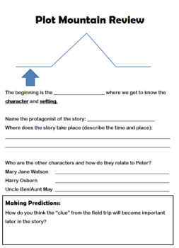 Elements of Fiction Movie Guide: Spiderman FULLY EDITABLE by classify  teaching