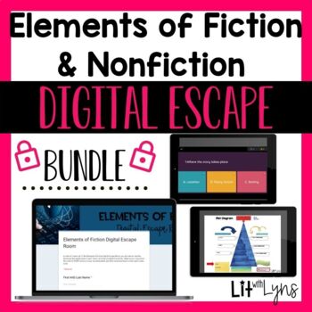 Preview of Elements of Fiction & Nonfiction Digital Escape Rooms Bundle