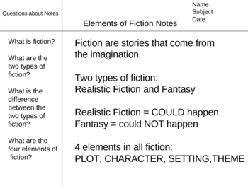 Preview of Elements of Fiction Powerpoint Lecture