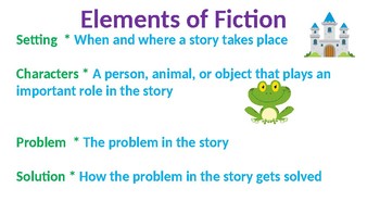 Elements of Fiction Powerpoint Slide by Elementary Activities and Lessons