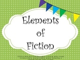 Elements of Fiction Slideshow, Graphic Organizers, and Que