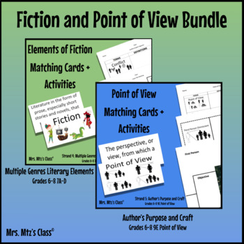 Preview of Elements of Fiction and Point of View Matching Cards + Activities Bundle