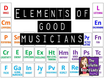 Preview of Elements of Good Musicians Music Bulletin Board