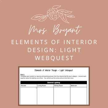 Preview of Elements of Interior Design: Light Webquest