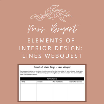 Preview of Elements of Interior Design: Lines Webquest