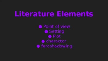 Preview of Elements of Literature Presentation & Notes