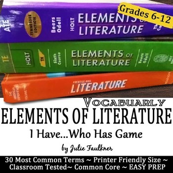 Preview of Elements of Literature Vocabulary, Literary Terms Game I Have/Who Has, Test Prep