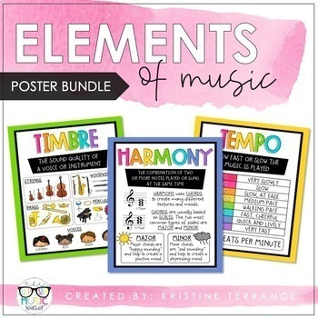 Preview of Elements of Music Anchor Charts - RAINBOW