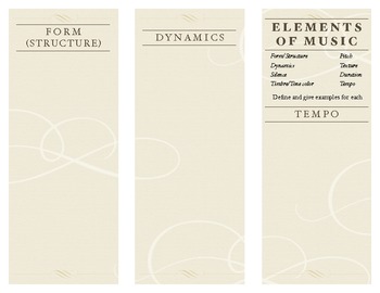 Preview of Elements of Music Foldable