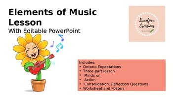 Preview of Elements of Music Lesson with PowerPoint and Ontario Expectations