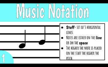 Preview of Elements of Music Slideshow: Music Notation (Rhythm, Rests, Meter and Pitch)