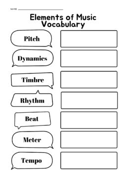 music elements worksheet