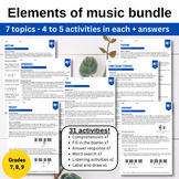 Elements of Music bundle: Worksheet bundle of All 7 Elements