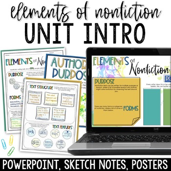 Preview of Elements of Nonfiction Introduction - Informational Text Doodle Notes & Posters