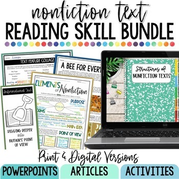 Preview of Elements of Nonfiction Reading Unit for Middle School - PowerPoints & Passages