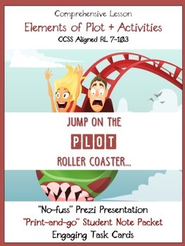 Preview of Elements of Plot Bundle - PREZI, Student Note Packet, Activities, Task Cards