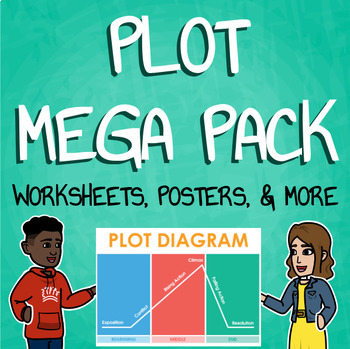 Preview of Elements of Plot Lesson Plans - Presentation, Plot Diagram Poster, Notes, & More
