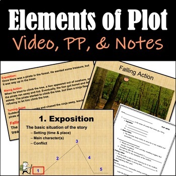 Preview of Elements of Plot:Video, PowerPoint, and Student Notes - Distance Learning