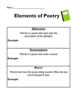 Elements of Poetry by Amanda Mazzella | TPT