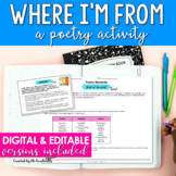 Elements of Poetry Activity: “Where I’m From” Poem - PRINT