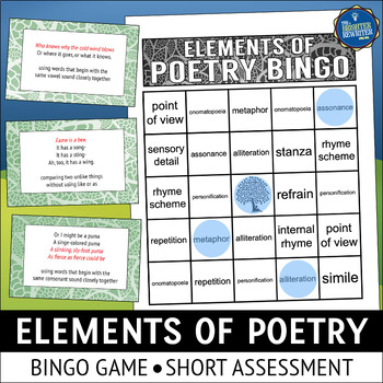 Preview of Elements of Poetry Bingo Game