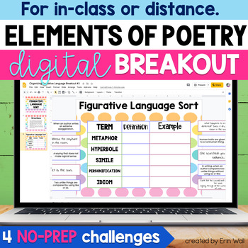 Preview of Elements of Poetry Digital Breakout