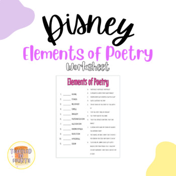 Preview of Elements of Poetry Disney Worksheet