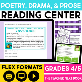 Preview of Elements of Poetry, Drama, and Prose Reading Center - Reading Game