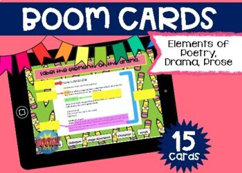 Preview of Elements of Poetry, Drama, and Proses BOOM Cards - Distance Learning