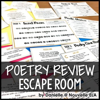 Preview of Elements of Poetry Escape Room Activity - Poetry Review - National Poetry Month