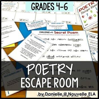 Preview of Elements of Poetry Escape Room Review Activity (grades 4-6) - Poetry Unit Review