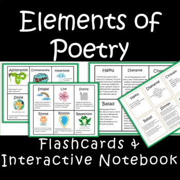 Preview of Elements of Poetry Flashcards | Poetry Month Activity | Interactive Notebook