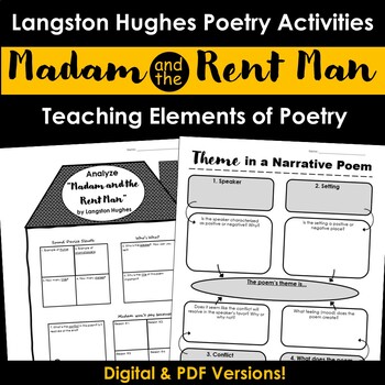 Preview of Langston Hughes Elements of Poetry Worksheets - PDF & Digital