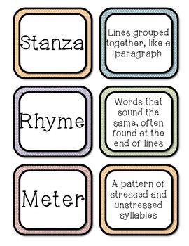 Preview of Elements of Poetry-Matching Game
