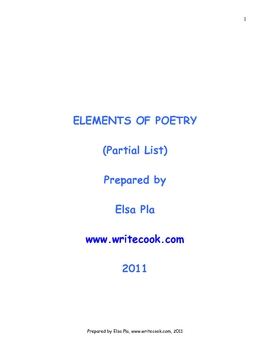 Preview of Elements of Poetry (Partial List)