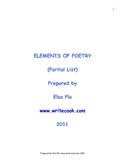 Elements of Poetry (Partial List)
