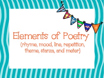 Preview of Elements of Poetry (RL.4.5)- Definitions and Sample Poems