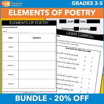 Preview of Poetry Elements Unit - Genre Study for Third, Fourth, and Fifth Grades