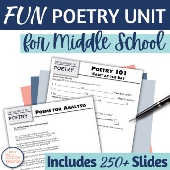 Preview of Elements of Poetry Unit for Middle School Students Bundle