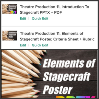 Preview of Elements of Stagecraft, Criteria Sheet Assignment + Rubric + PPT Lecture + Notes