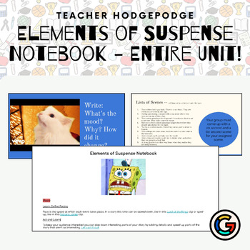 Preview of Elements of Suspense Unit of Study (Notebook & Teacher Decks)