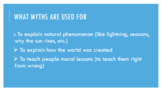 Elements of a Myth - Greek Mythology Powerpoint Presentation