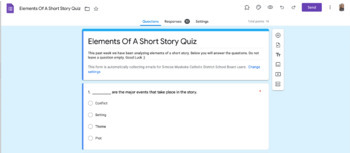 Preview of Elements of a Short Story Google Forms Quiz