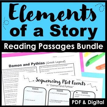 Preview of Elements of a Story Activities & Reading Passages Bundle