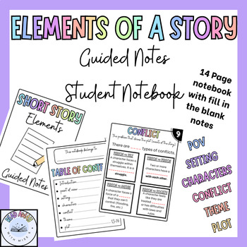 Preview of Elements of a Story - Guided Notes - 14 Page Student Notebook - FREEBIE