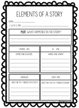 Elements of a Story Worksheet by Rock Paper Scissors School | TpT