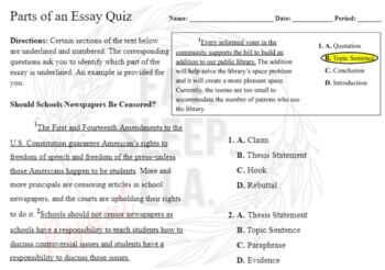 argumentative essay quiz grade 10