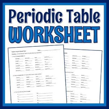 Preview of Elements of the Periodic Table Worksheet